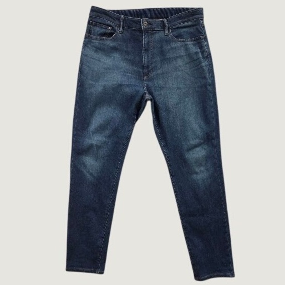 UNIQLO Ultra Stretch Slim Tapered Jeans Men's Large Blue Denim Drawstring